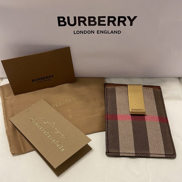 Burberry House Check and Leather Money Clip Card Case - Picture 3 of 14
